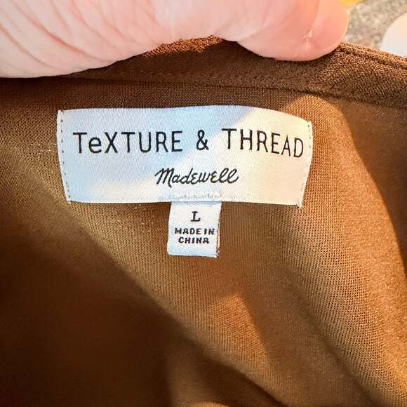 Madewell Texture & Thread Crepe Balloon-Sleeve Button-Front Dress in Olive Large - Picture 7 of 7